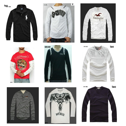 High quality famous brand men's long sleeve t-shirts such as Hollister Hugo Boss Levis LV ect