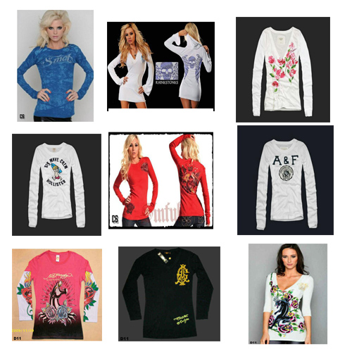 Abercrombie&Fitch Christian Audigier Ed Hardy Hollister ect famous brand tops long sleeves