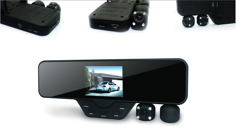 3,5-дюймовый HD двойной объектив зеркало заднего вида DVR рекордер автомобиль черного ящика