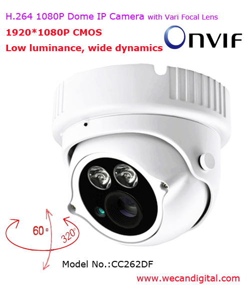 H.264 1080P Infrared Dome IP Camera with Vari Focal Lens