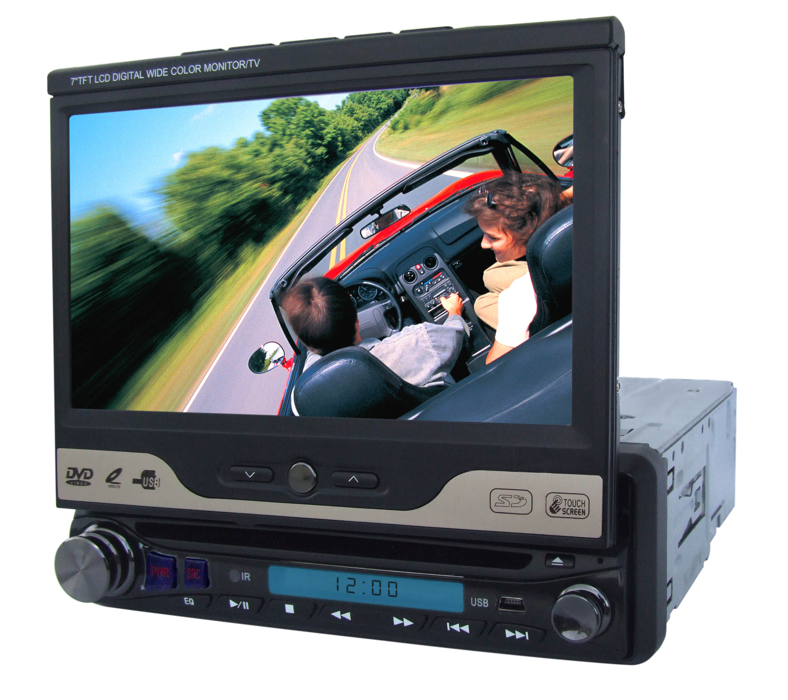 7 inch One Din in-dash Motorized TFT-LCD DVD player with BT/GPS