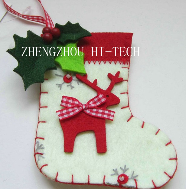 Holiday gift socking shape felt xmas moose decoration