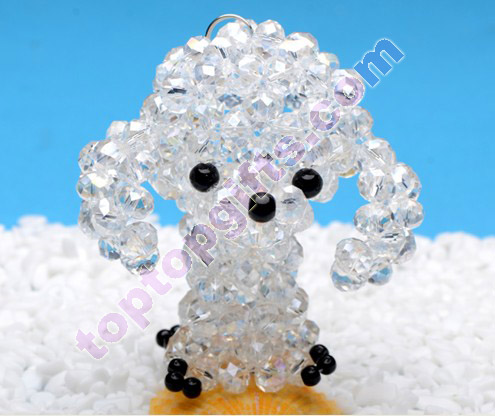 large crystal 3D beaded Poodle dog iphone4s charm 