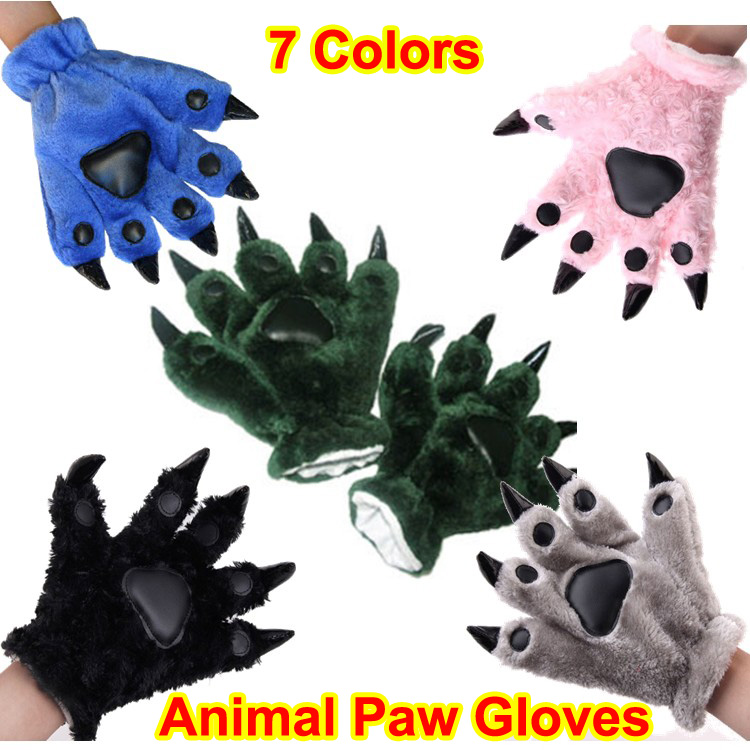 New Fashion Warm Soft Adorable Unisex Plush Fancy Party Kigurumi Pet Panda Bear Cat Animal Paw Claw Hand Gloves Woman Man 
