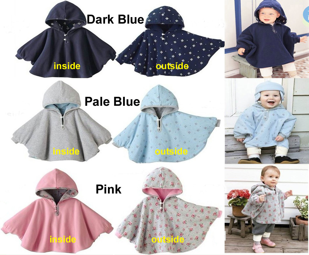 Cute Baby Kid Toddler Newborn Winter Reversible Thickening Fleece Hooded Cape Cloak Poncho Coat Hoodie Jacket Outwear Cloth