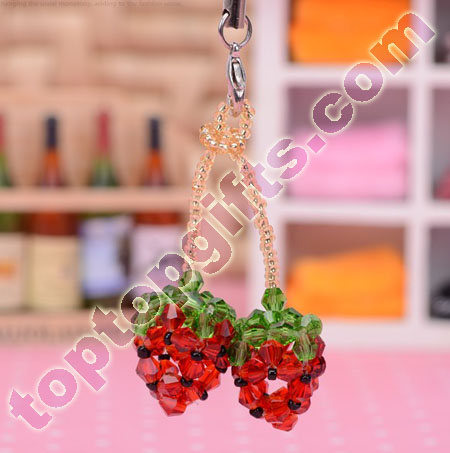 diy 3d beaded strawberry crystal fruit iphone5 ornament