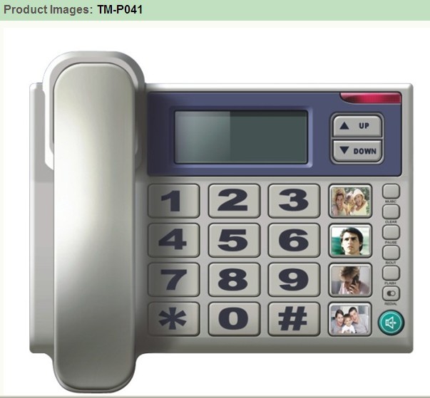 Digital outgoing  incoming memories Lcd big button phone TM-P041                       