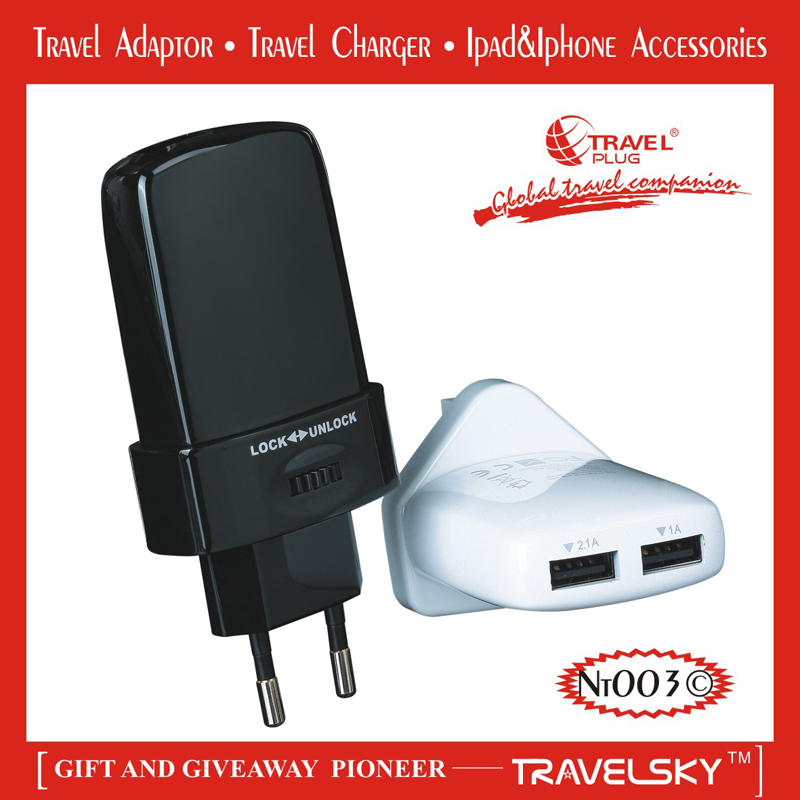 2013 BEST SALES Innovative Gift-Travel Universal Adapters with Dual USB Ports for Worldwide Use(TC-001)