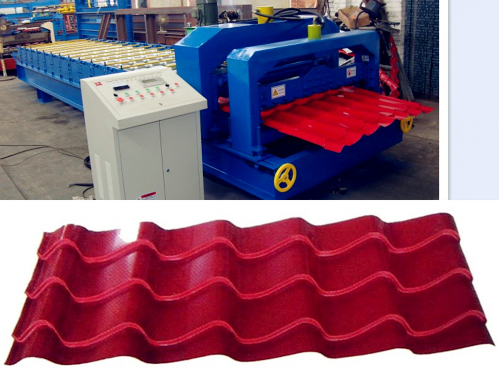 Roll forming machine for production of Cascade metal tiles and 25 mm corrugated sheet