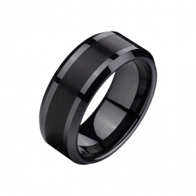 wholesale ceramic ring with wood inlay jewelry