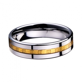 wholesale yellow carbon fiber inlay tungsten ring