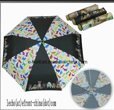 Superlight Umbrella, 3 Folding with Dogs Design (LF-006A)