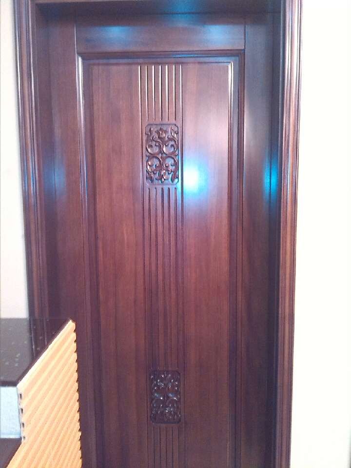 Solid wood door with pattern black walnut