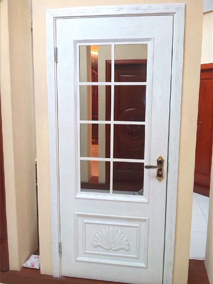 solid wood door with glass Continental style 
