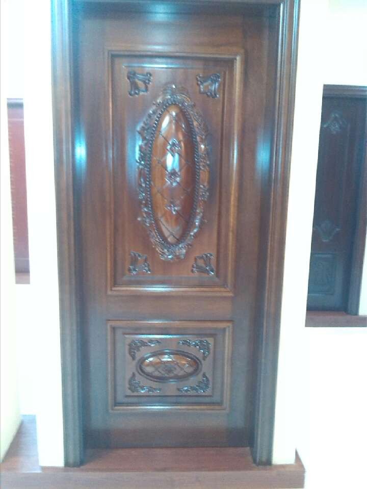 Solid wood door with pattern black walnut material also can be made  in professional 