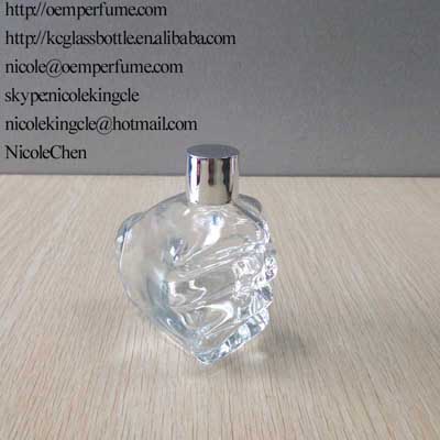 fist shape perfume glass bottle with cap