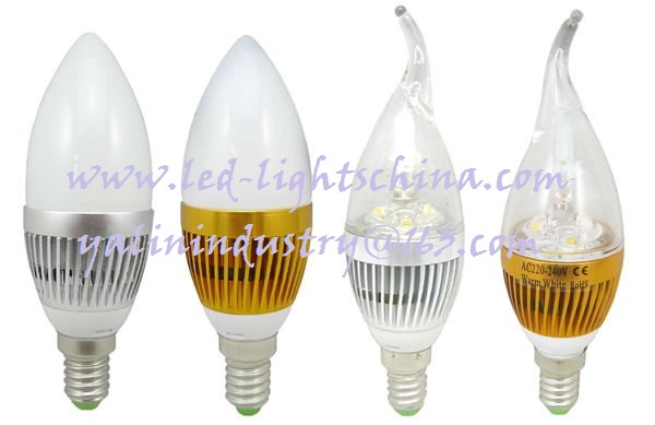 E14 LED candle lamp, decorative candle bulb light for chandelier, energy saving tailed lamp lighting