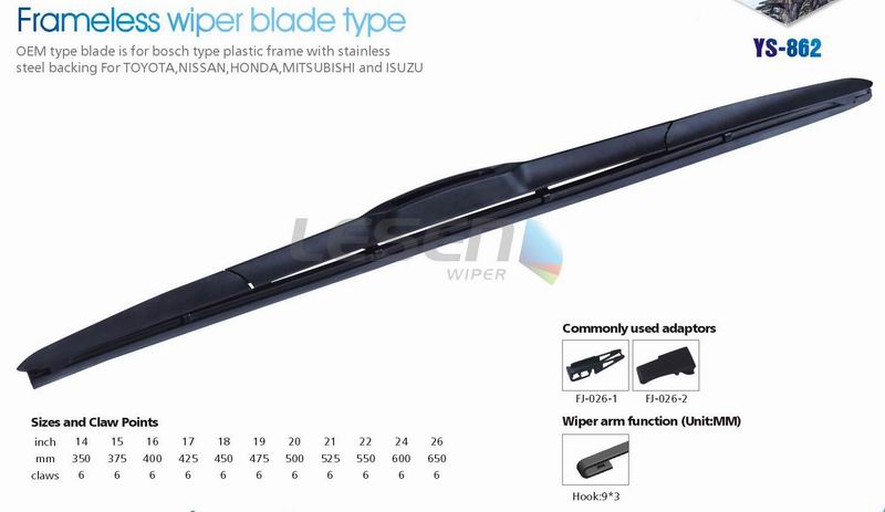 Camry Type Frameless Wiper Blade YS-862 