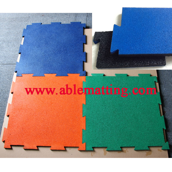 Gym and Playground Matting, Recycled Interlocking Rubber Tile