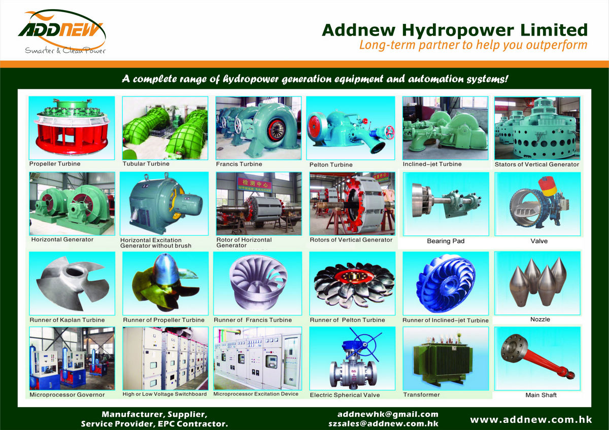 All kinds of Hydro Turbines and Generators