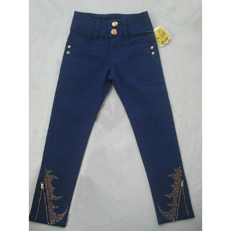 Girls‘ denim slacks, jeans with decorative design