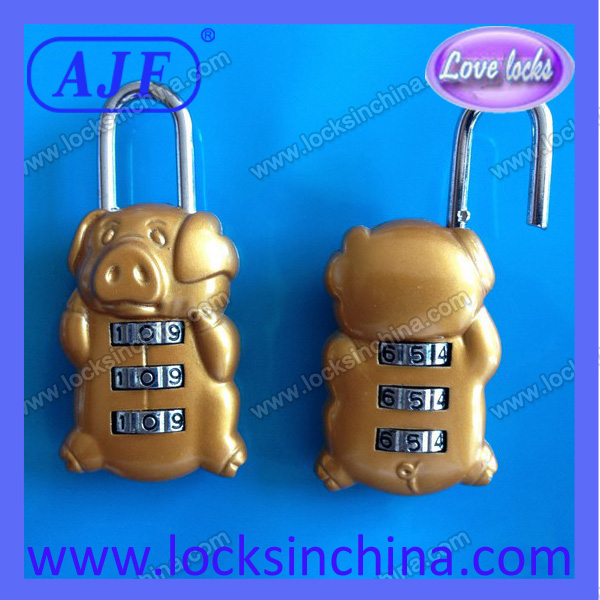 AJF very cute promotional luggage cable pig lock