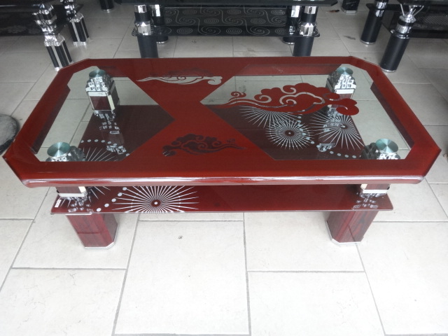 Latest style and popular four sides bending Glass Tables 