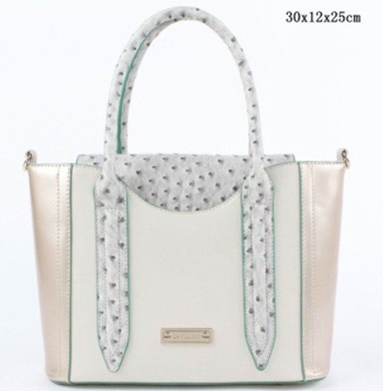 Elegant and fashion design ostrich pattern decoration lady handbag 