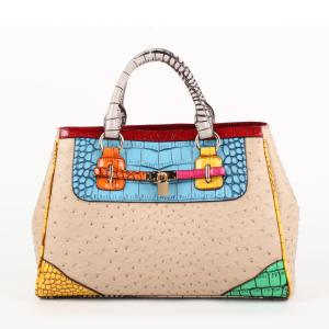 Newest Design Elegant Ostrich Pattern PU Materials Ladies' Fashionable Handbag