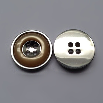 Sewing Button 4 Holes Shiny Nickle With Polyester Part