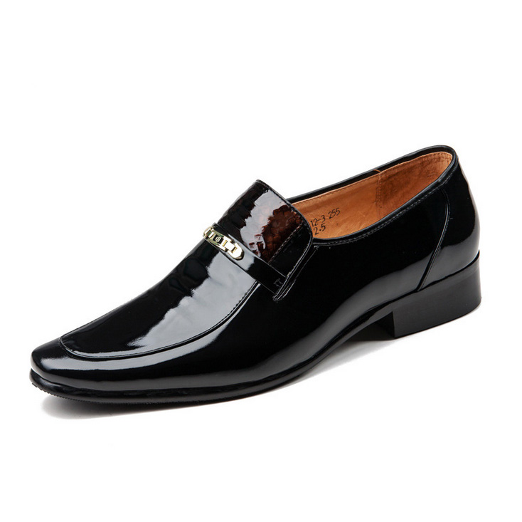 sharp toe formal style genuine leather flat dress shoes for men