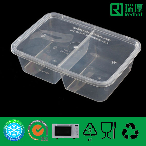 Two Compartments Plastic PP Food Container 650ml