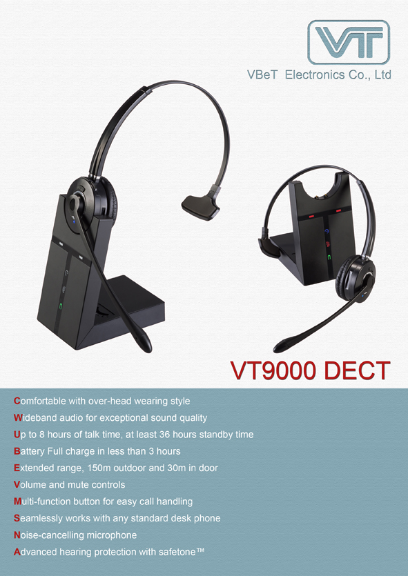 Wireless headset VT9000 DECT
