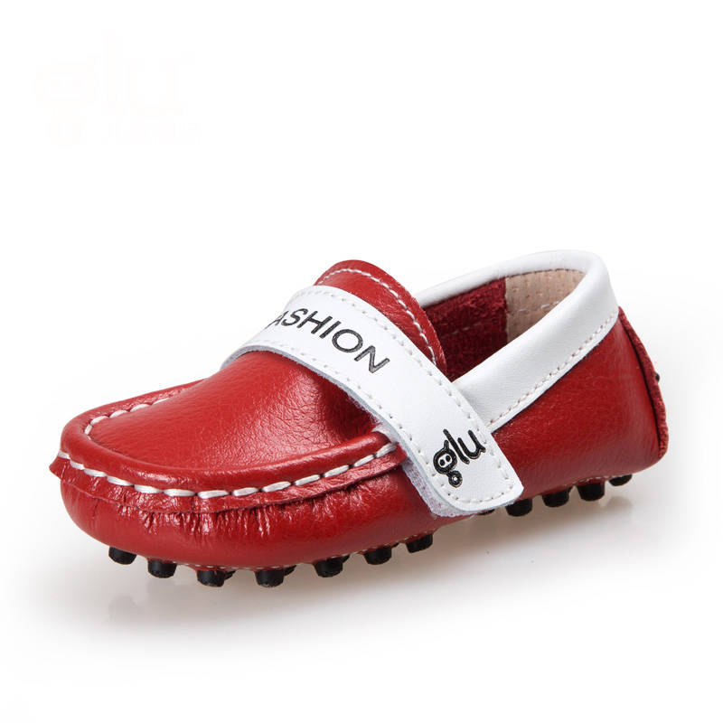 boys genuine leather flat casual shoes