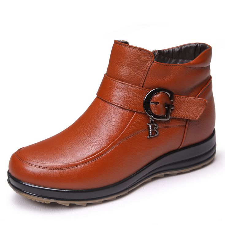 women's genuine leather flat casual boots 