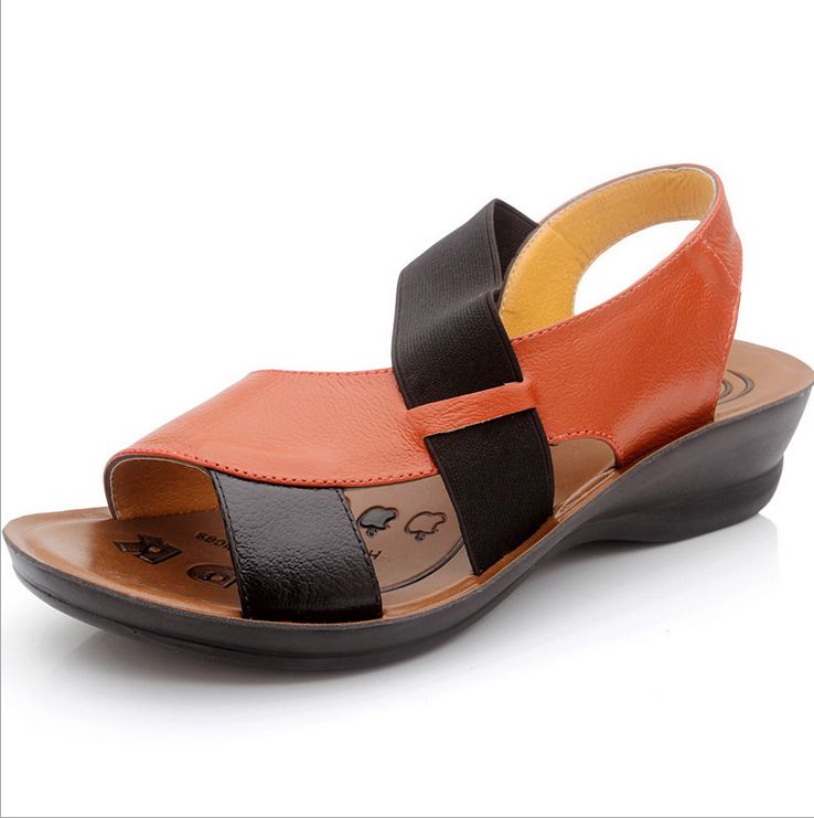 men's genuine leather flat casual sandals 