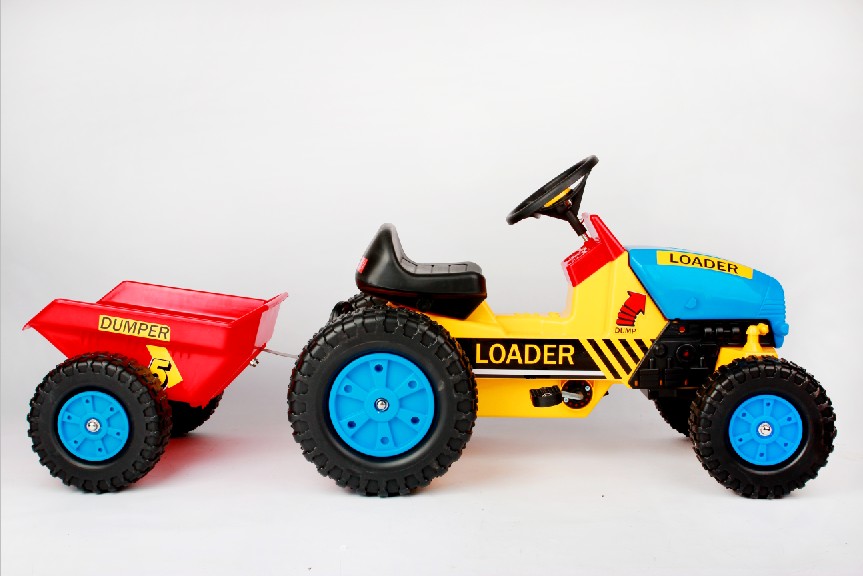 儿童脚踏玩具车 高级仿真工程车 拖拉机带斗 高质量骑乘车