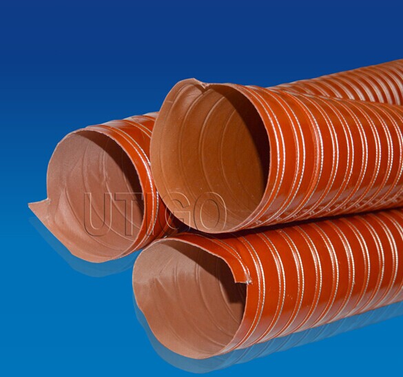 High temperature silicone coated glass fiber duct