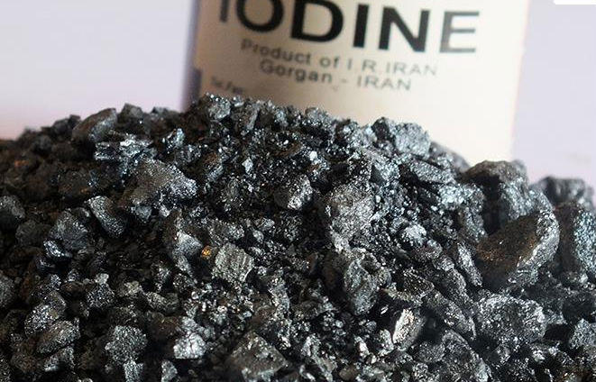 crude iodine 94%min to 99.8%max