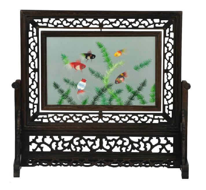 Chinese double-sided hand embroidery screen home decor