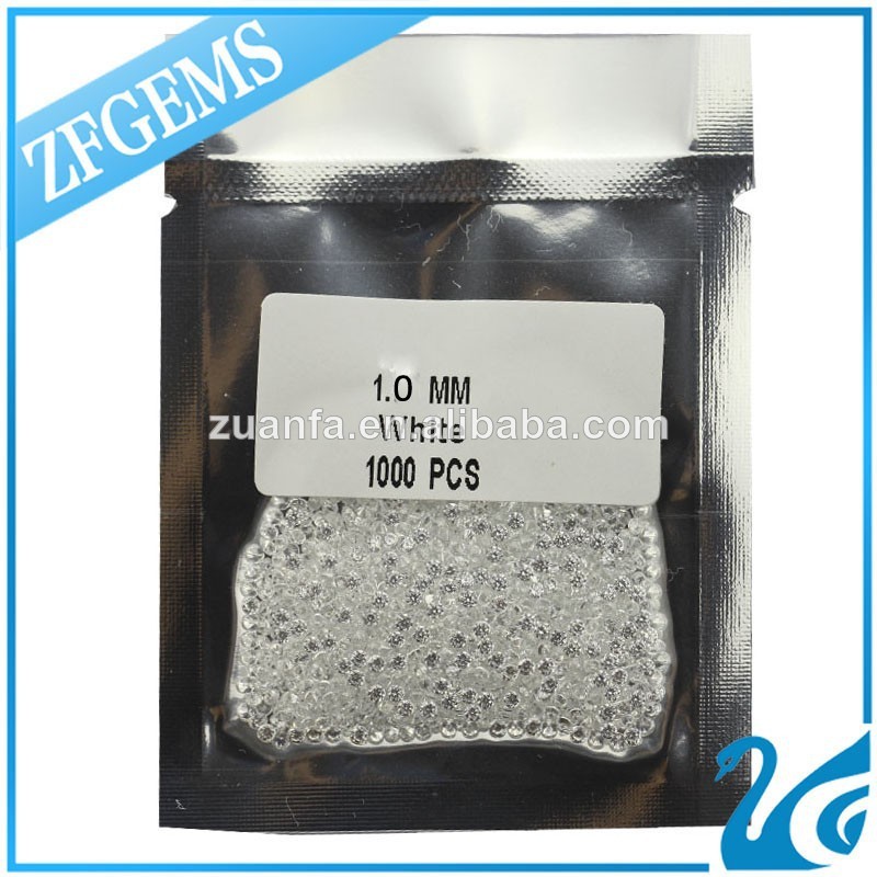 white 1.0mm round brilliant cut heat resistant cubic zirconia diamond price per carat