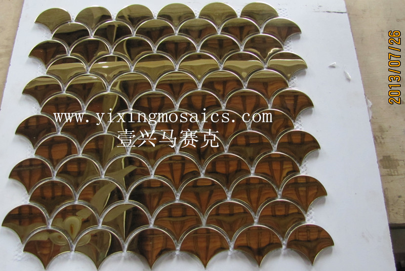 fish scape(fan) shape metal mosaic tile for wall decoration