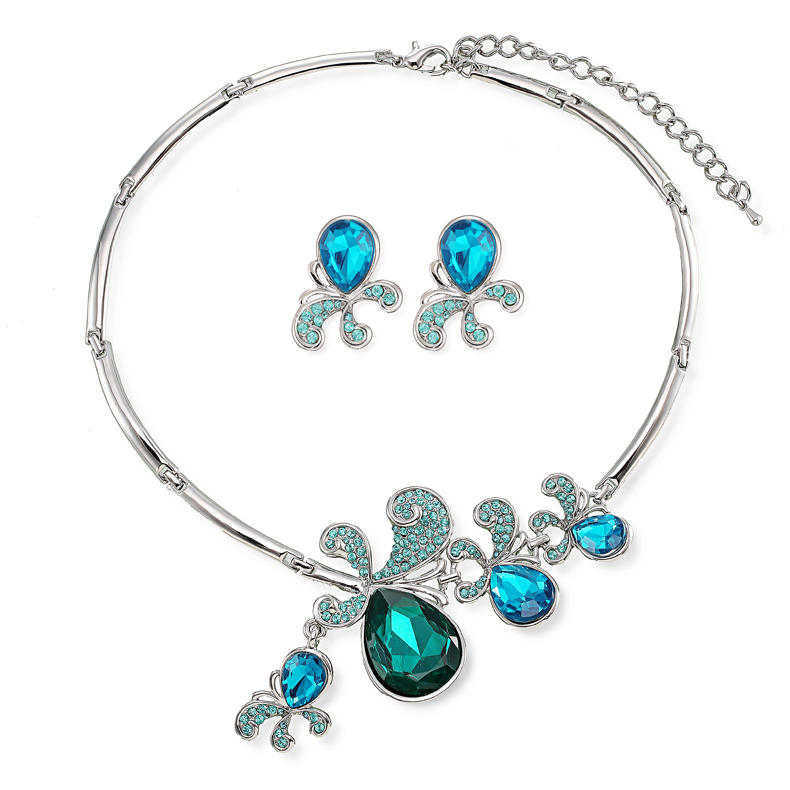 Мода серебра сапфир ювелирных изделий ожерелье вечернее платье