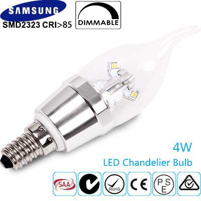 LED Chandelier Dimmable Candle Bulb 4W