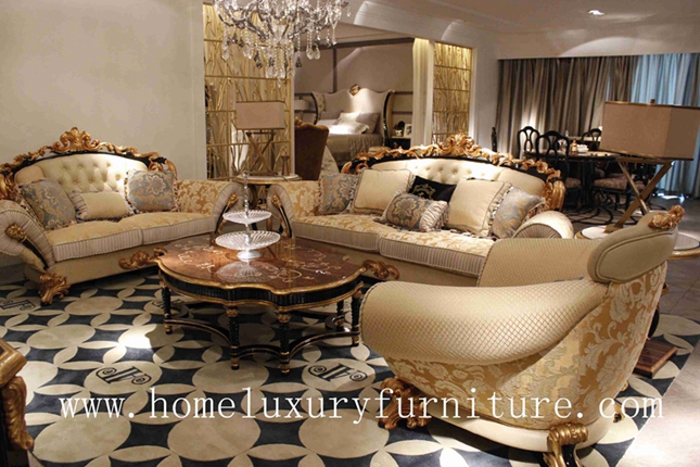 Роскошная софа мебели живущей комнаты устанавливает типа Европы типа Италии софу даты античного королевскую