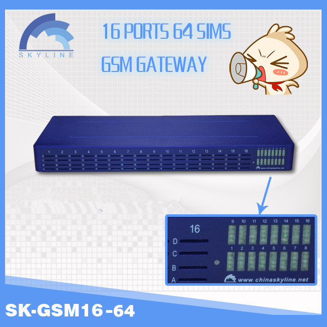 16 Ports 64 Sim Cards Gsm Gateway 