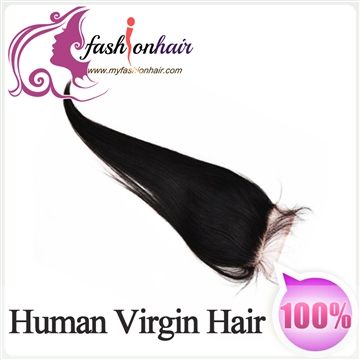 100% 4x4 Free Part Virgin Brazilian Human Hair Lace Closure Silk Straight 10-20 