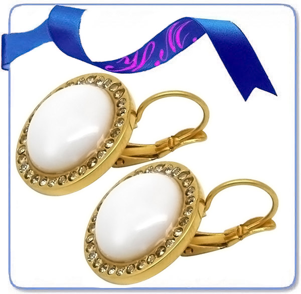 diamond crystal fashion gold pearl earring