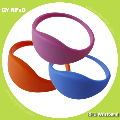 Mifare 1K Silicon Wrist strap (New shape bracelets) is water proof, used in water park, bath spot, Gym (GYRFID)