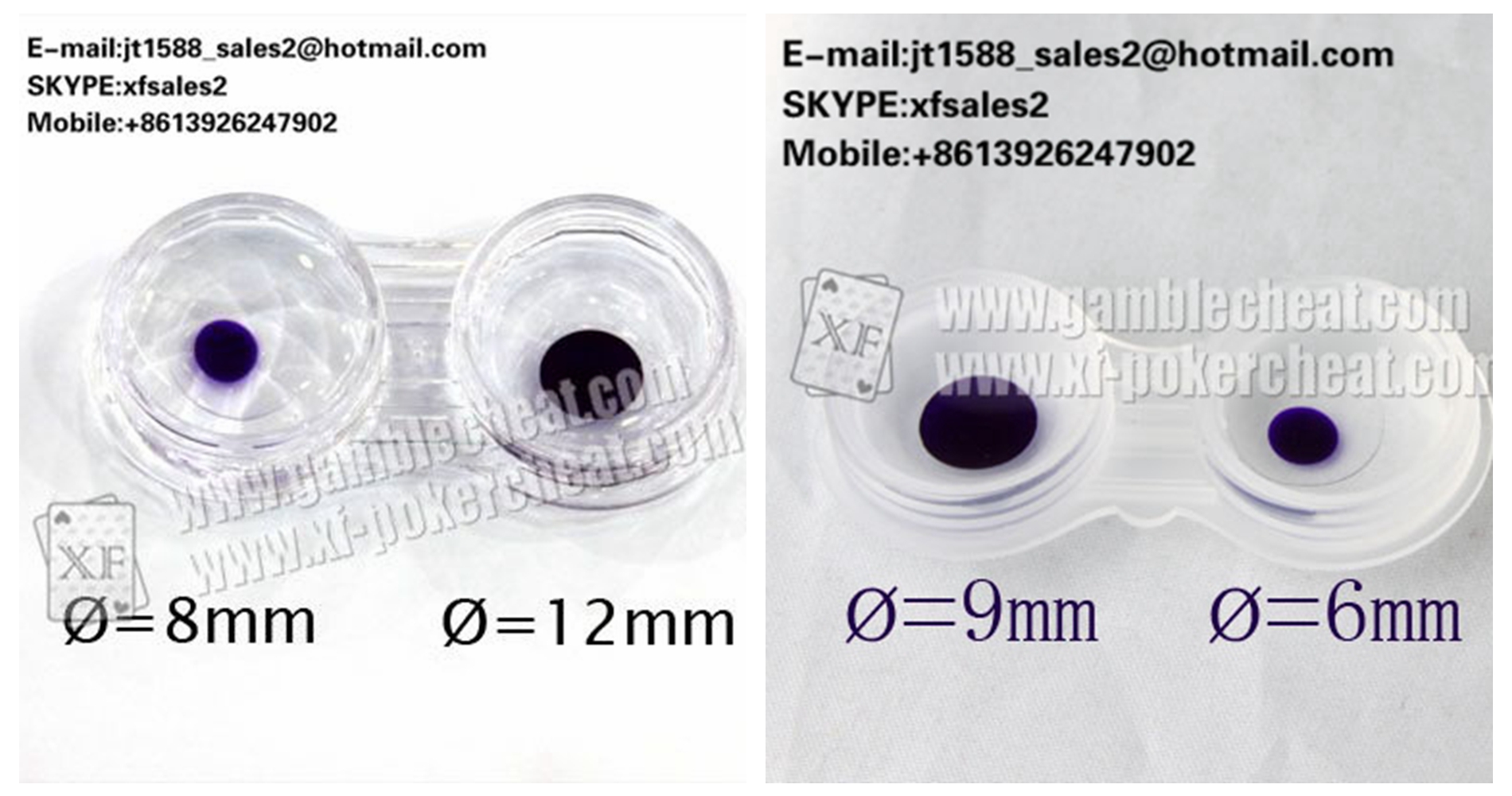 XF УФ контактные линзы для маркированных карт обмана размагниченном